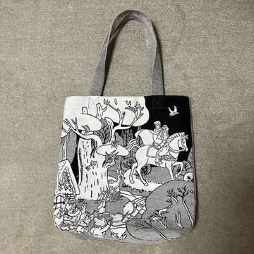 디즈니 스토어 토트백 면 셔닐 직조 백설공주 7인의 난쟁이 그레이