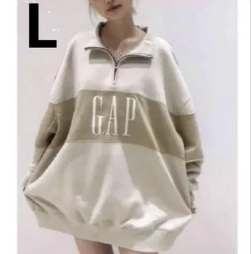 GAP 베이지 오버 사이즈 하프 지퍼 후드티 L 사이즈