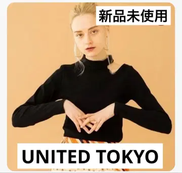 UNITED TOKYO 비대칭 니트탑 블랙