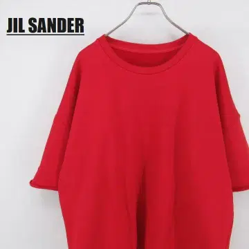 JIL SANDER 반팔 스웨트 셔츠 파일 안감 풀오버 M 레드