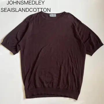 [ 존스메들리 ] 씨 아일랜드 코튼 반팔 니트 브라운 현행 택 M