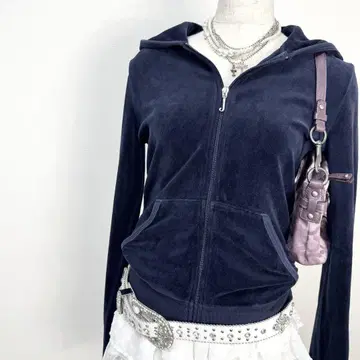 y2k 00s juicy couture 벨로아 지퍼 후드티