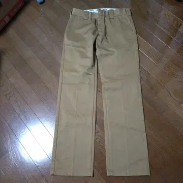 베이지 스트레이트 레그 팬츠 코튼 혼방