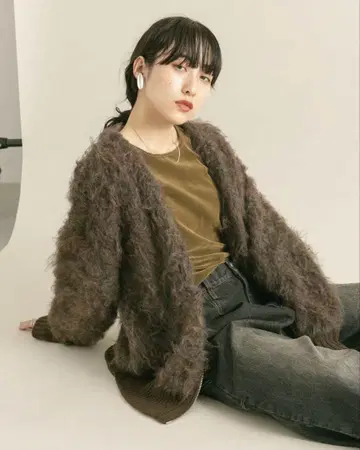 kbf 샤기 zip 가디건