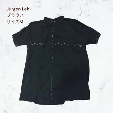 JurgenLehl 요건 레일 자수 반팔 블라우스 인도산 블랙