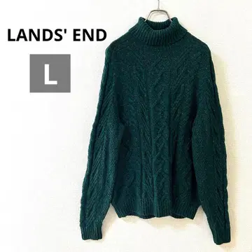 랜즈엔드 남성용 니트 터틀넥 긴팔 케이블 무늬 MIX 그린