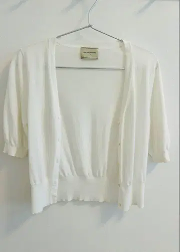 UNITED ARROWS 화이트 반팔 코튼 가디건