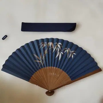 부채 네이비 대나무 시스루 무늬 크레이프 원단 천 케이스 새상품급입니다.