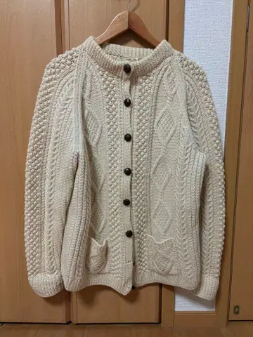 빈티지 아란 니트 가디건 여성용