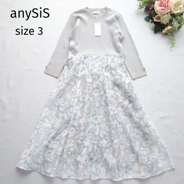 미사용 택 포함 anySiS 플라워 프린트 도킹 니트 원피스 L 상당