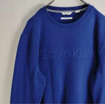 [ Calvin Klein ] 자수 로고 맨투맨 트레이닝복 블루 L