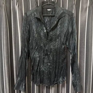 토네이도 마트 주름 가공 레오파드 스트레치 드레스 셔츠