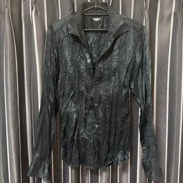 토네이도 마트 주름 가공 레오파드 스트레치 드레스 셔츠