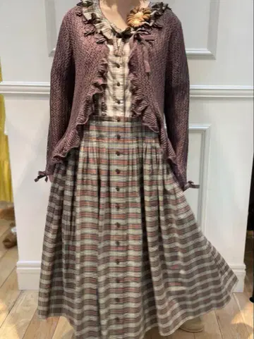 핑크하우스 타탄 체크 패치워크 원피스