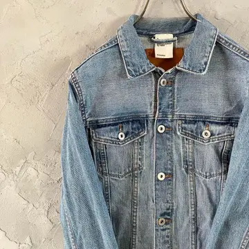 H&M 데님 자켓 G 숏 기장 풀 버튼 데미지 S LO7