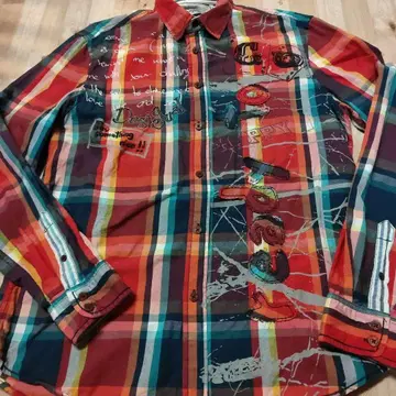 Desigual 컬러풀 체크 자수 긴팔 셔츠 M