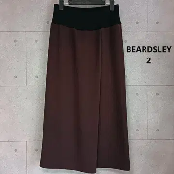 비어즐리 허리 리브 부클 스커트 L 브라운 워셔블 스테디셀러