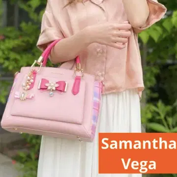 SamanthaVega 사만사베가 오리지널 체크 리본백 핑크
