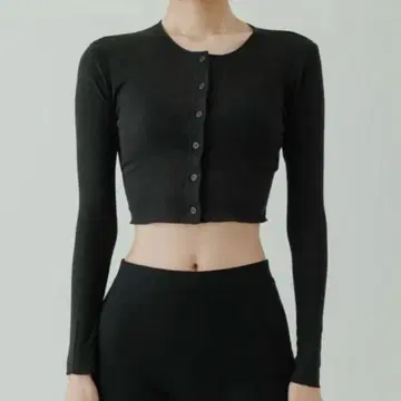 yo BIOTOP Sheer rib short cardigan Black