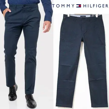 새상품 타미힐피거 자카드 프린트 스트레이트 팬츠 L (W86) 네이비