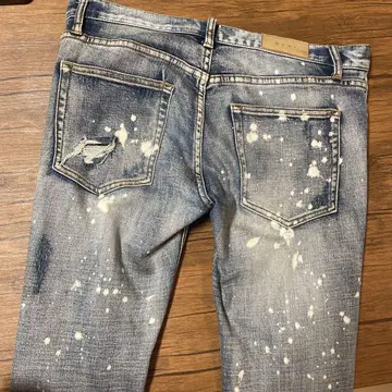 mnml 데미지 가공 슬림핏 데님