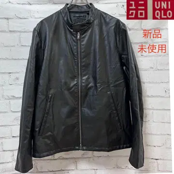UNIQLO 블랙 가죽 싱글 라이더 자켓