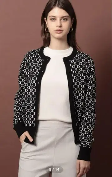 컨디션 최상 DRESSTERIORD 모노그램 자카드 가디건
