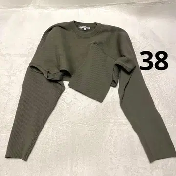 UN3D. 불규칙 헴 숏 니트 카키 38