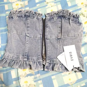 EVRIS 데님 프릴 뷔스티에