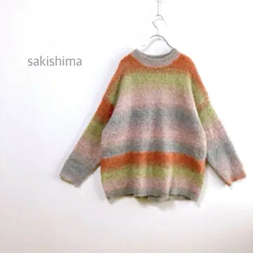 [ sakishima ] 루프얀 니트 보더 개성 멀티 컬러