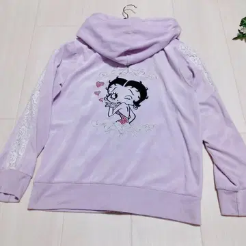BETTY BOOP 후드티 L 벨로아 퍼플 베티짱 Y2K