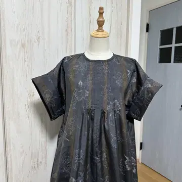 기모노 리메이크 오시마 명주로 만든 핀턱 루즈핏 원피스