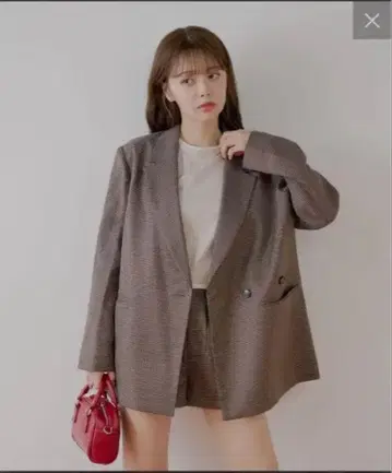 CHICO 오버 더블 자켓 브라운