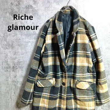 리치 글래머 체크 무늬 롱 코트 울 혼방 체스터 코트