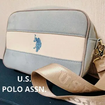 U.S. POLO ASSN. 캔버스 숄더백 포니 자수 블루