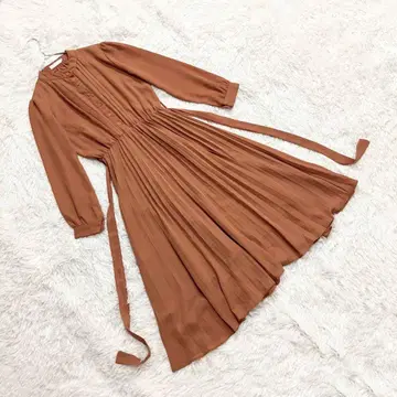 [] (M) 플리츠 셔츠 롱 원피스 하프 버튼 A라인