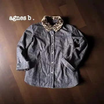 애니에스b. 셔츠 자켓 옷깃 보아 레오파드 무늬 보아 안감 데님 셔츠