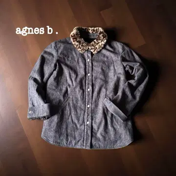 애니에스b. 셔츠 자켓 옷깃 보아 레오파드 무늬 보아 안감 데님 셔츠