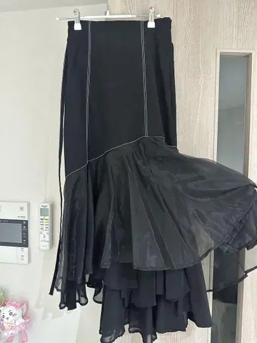 플레어 롱 스커트 블랙 쉬폰