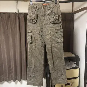 YIBEISHAXUB 본지티 카고 팬츠 카키