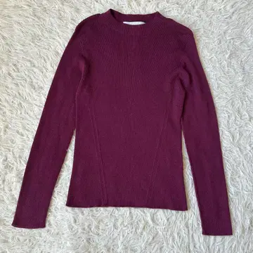 새상품급 ANAYI 아나이 실크 혼방 리브 니트 티셔츠 울 와인색 일본제