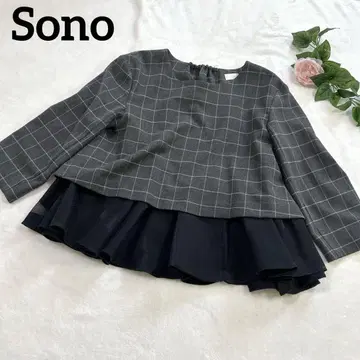 [ Sono ] 소노 체크 티셔츠 바이컬러 상의 플럼