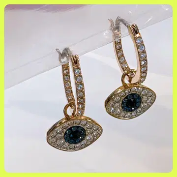 컨디션 최상 스와로브스키 SWAROVSKI 골드 후프 귀걸이 흔들림