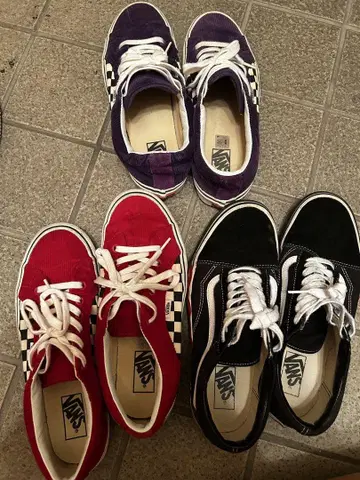 Vans 스니커즈 3족 세트 블랙, 레드, 퍼플 27.5