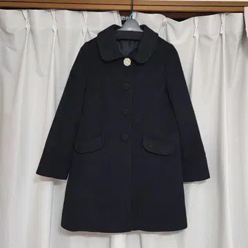 MISCH MASCH 퍼 카라 부착 블랙 롱 코트