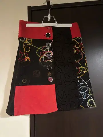 패치워크 무릎 기장 스커트 구제 의류 vintage
