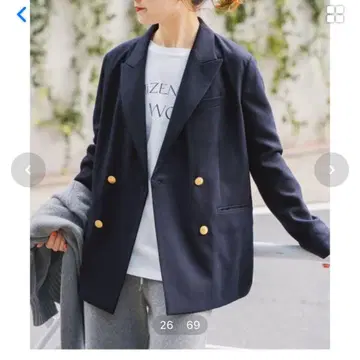 네이비 더블 브레스트 테일러드 자켓