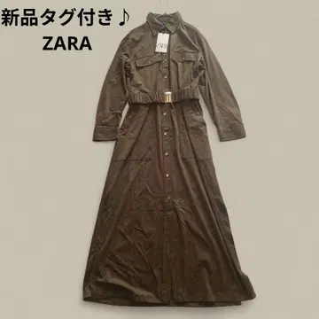 택 포함 새상품 ZARA 스웨이드풍 롱 셔츠 원피스 벨트 포함 S
