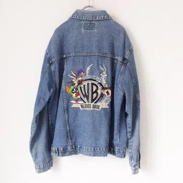 리 90년대 워너 브라더스 데님 자켓 L 사이즈 자수