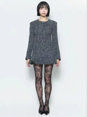 theredthread S tweed balloon dress mini